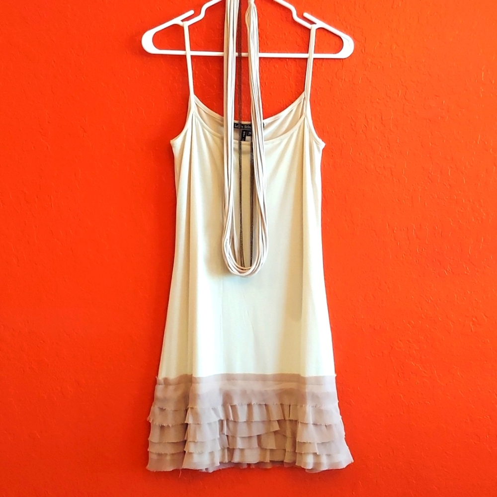 Love Stitch Summer Tank Dress with Bottom Ruffle and Matching Necklace SZ Medium